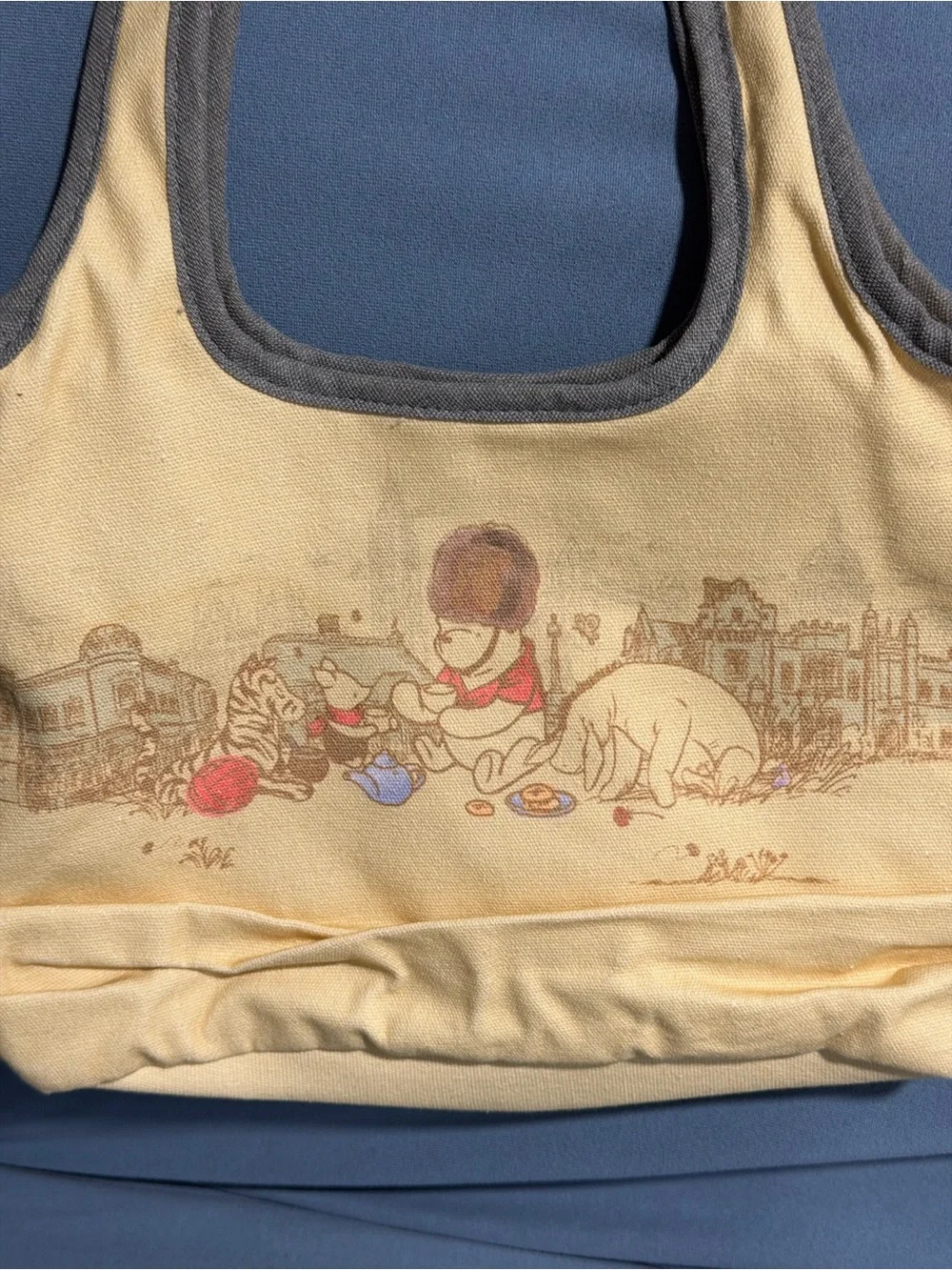 Disney Yellow Canvas Tote with Gray Trim and Character Print